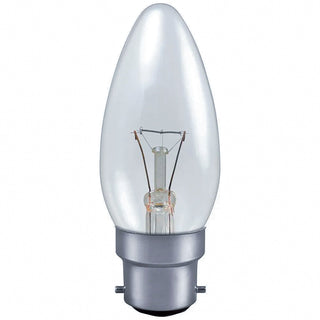 Sylvania 40w Ba22d/BC 35mm 240v Clear Incandescent Candle Bulb - C40BC-SY