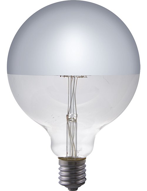 SPL LED E27 Filament Globe Top Mirror G125x180mm 230V 470Lm 65W 2500K 925 360° AC Silver Dimmable 2500K Dimmable - LF023825812