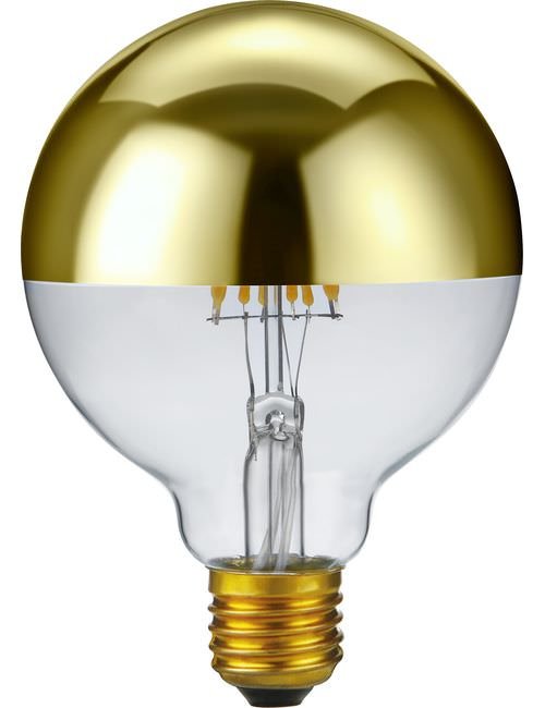 SPL LED E27 Filament Globe Top Mirror G95x135mm 230V 470Lm 65W 2500K 925 360° AC Gold Dimmable 2500K Dimmable - LX023880822